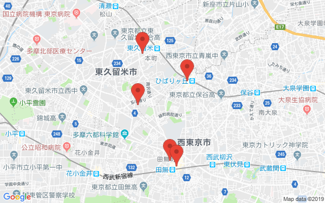 東久留米の保険相談窓口のマップ